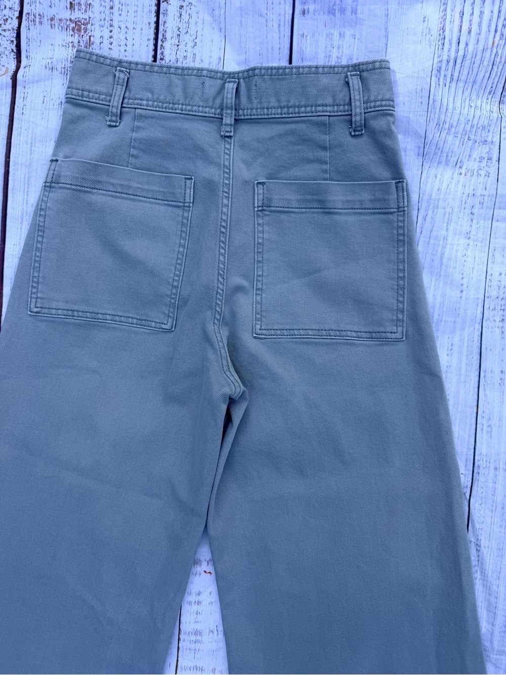 Zara Wide Leg Pants Marine Straight Women’s Green Size 6 Minimalist Chic Casual - Picture 6 of 13
